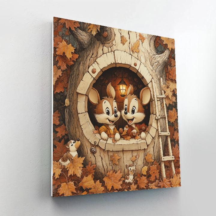 Chip And Dale Treehouse Mischief Disney Inspired paint by color
