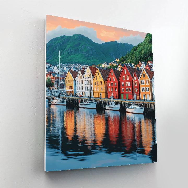 Harbor Panorama Of Bergen From Bryggen Norway painting number kit