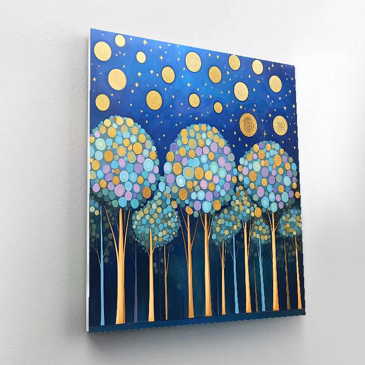 Gustav Klimt Inspired Star Orchard Under Midnight Gold Numbered painting kits