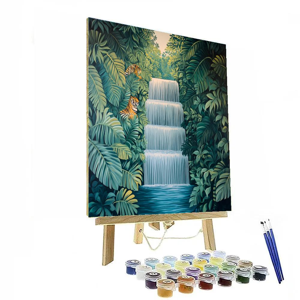 Henri Rousseau Inspired Jungle Waterfall Paint by numbers kits