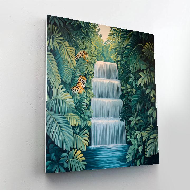 Henri Rousseau Inspired Jungle Waterfall Paint by numbers kits