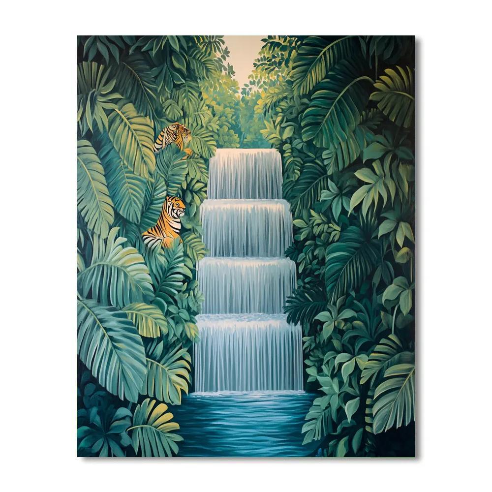Henri Rousseau Inspired Jungle Waterfall Paint by numbers kits