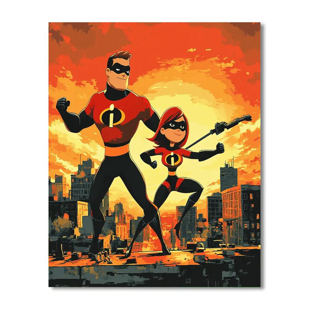 The Incredibles Family Team Disney Inspired Painting by numbers kit