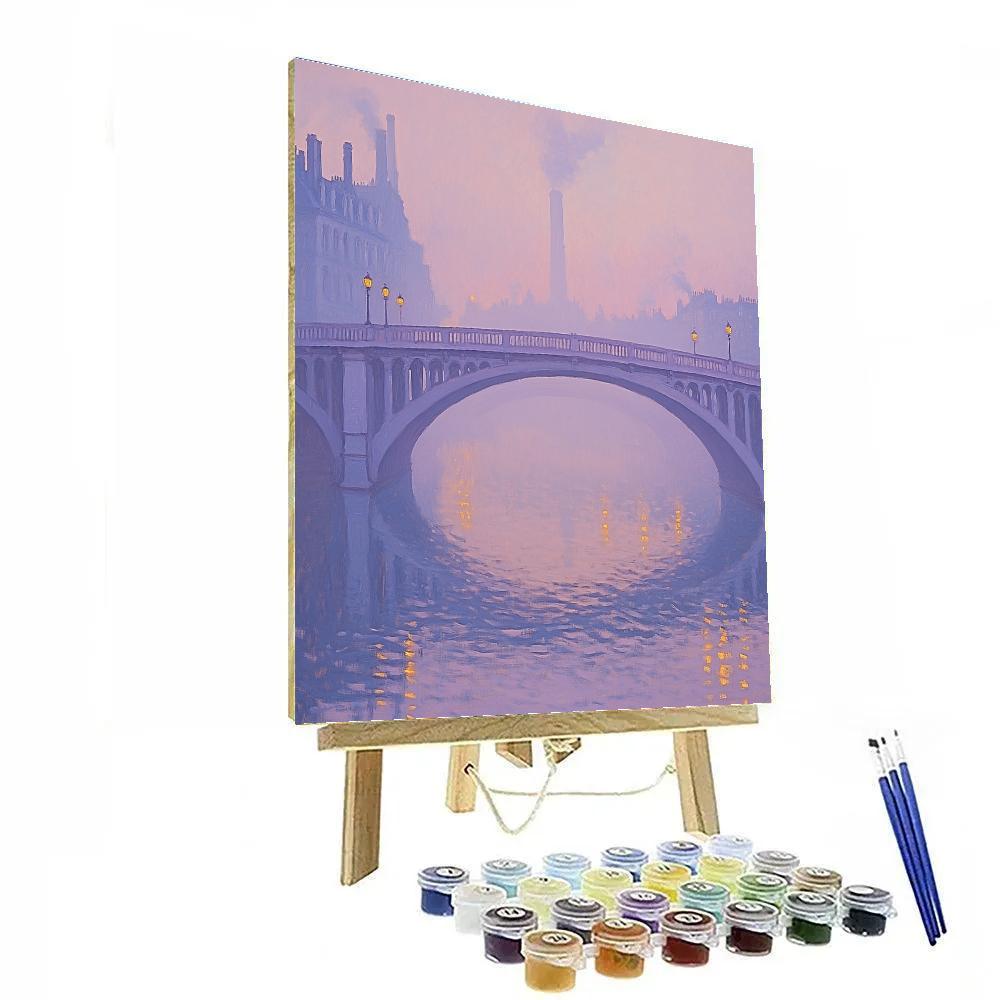 Claude Monet Inspired Foggy City Bridge Number painting
