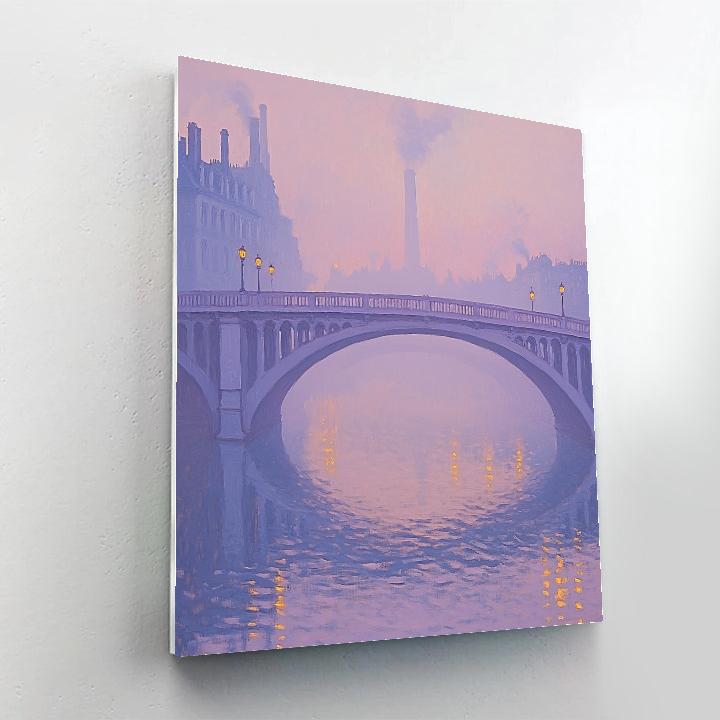 Claude Monet Inspired Foggy City Bridge Number painting