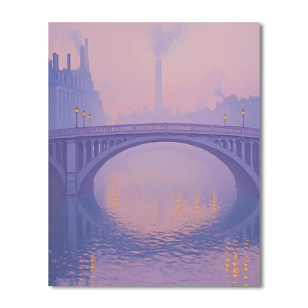 Claude Monet Inspired Foggy City Bridge Number painting