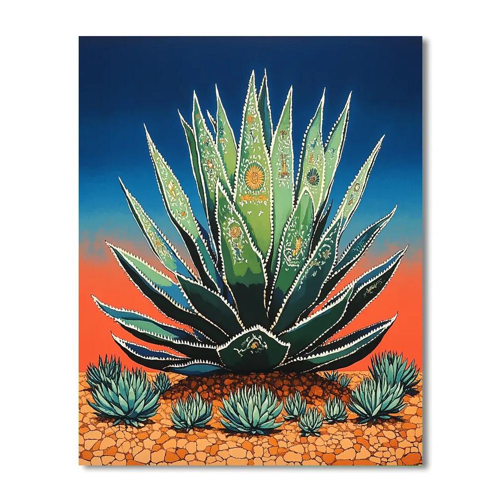 Frida Kahlo Inspired Agave Crown Of The Earth paint by color