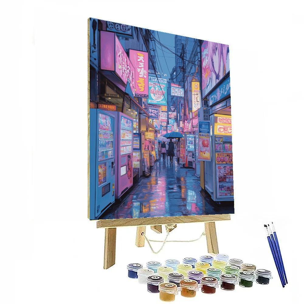 Neon Alleys Of Akihabara District Tokyo Japan paint by color