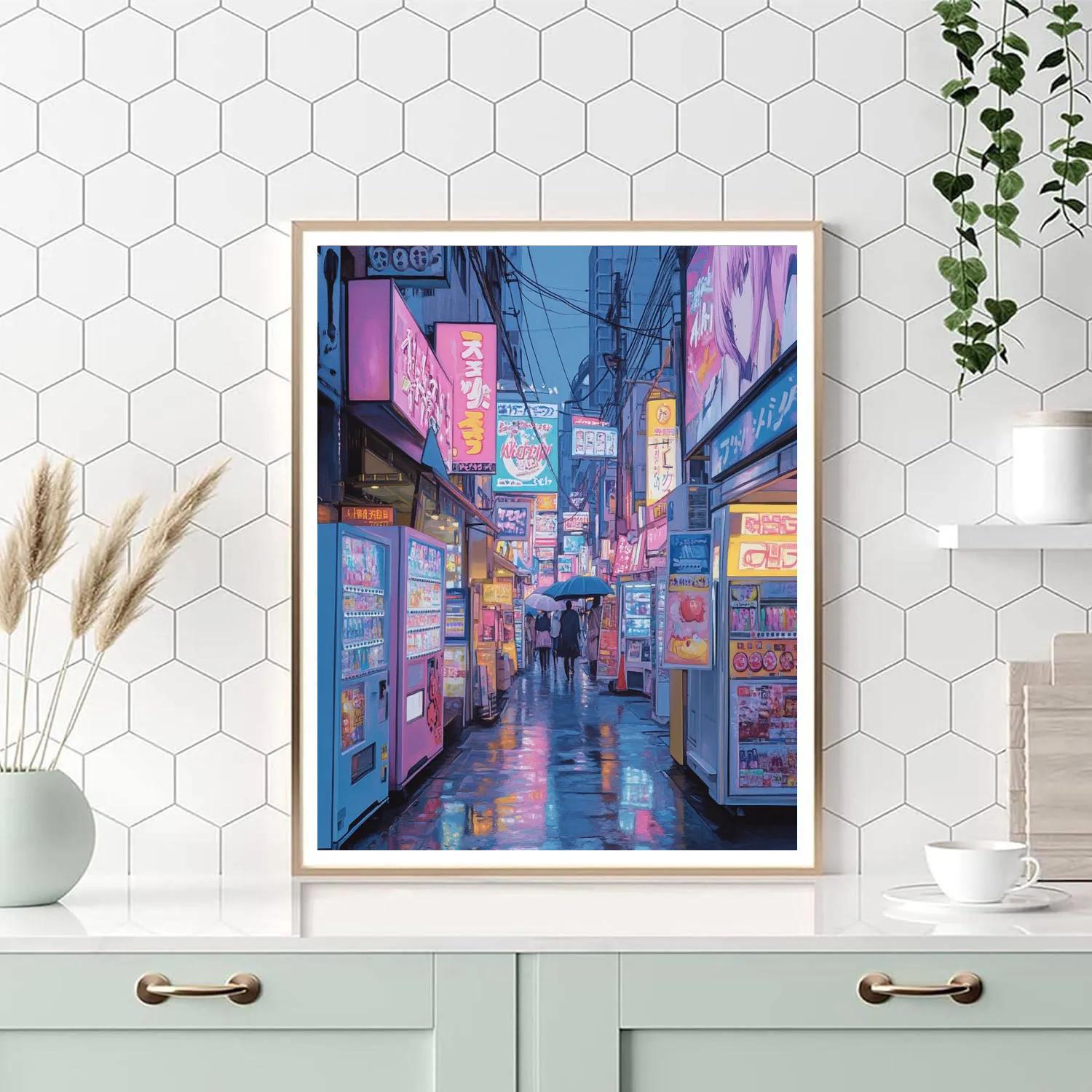 Neon Alleys Of Akihabara District Tokyo Japan paint by color