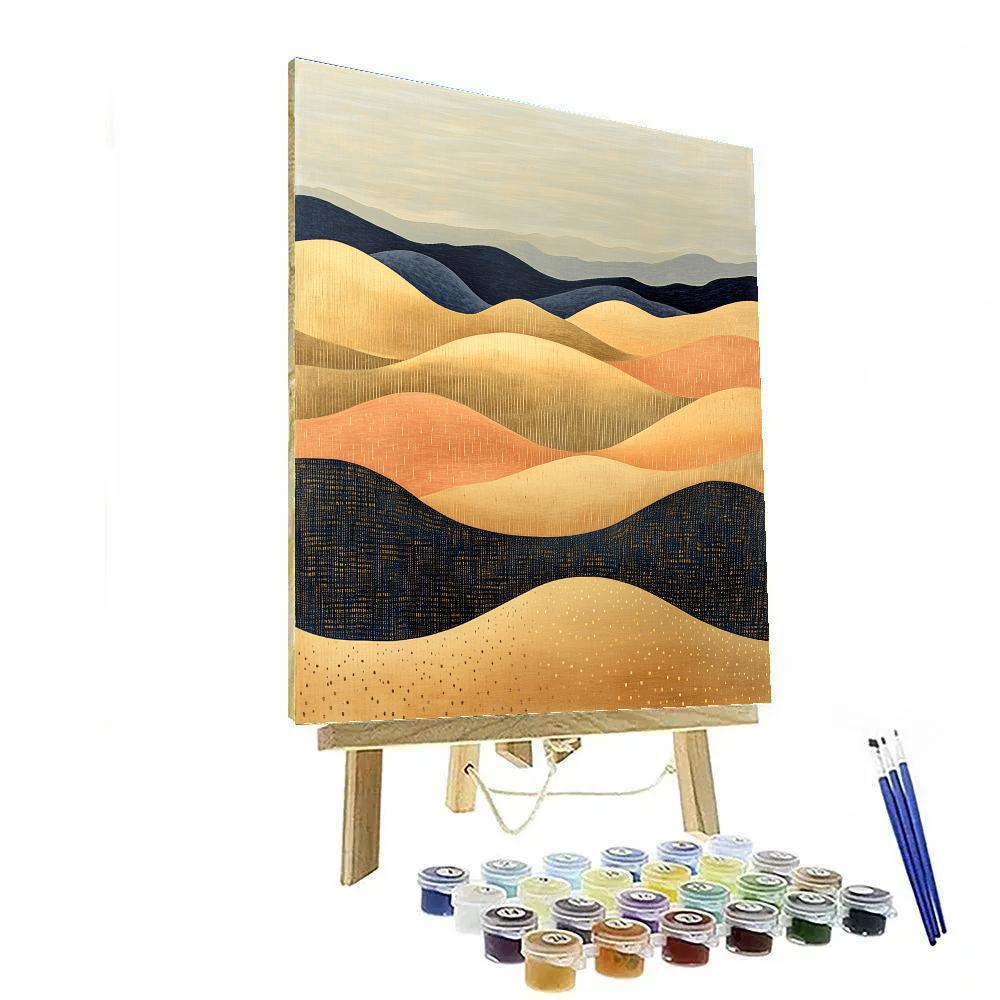 Gustav Klimt Inspired Mosaic Desert Dunes In Gold paint by number