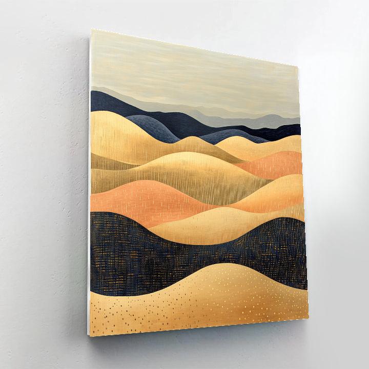 Gustav Klimt Inspired Mosaic Desert Dunes In Gold paint by number
