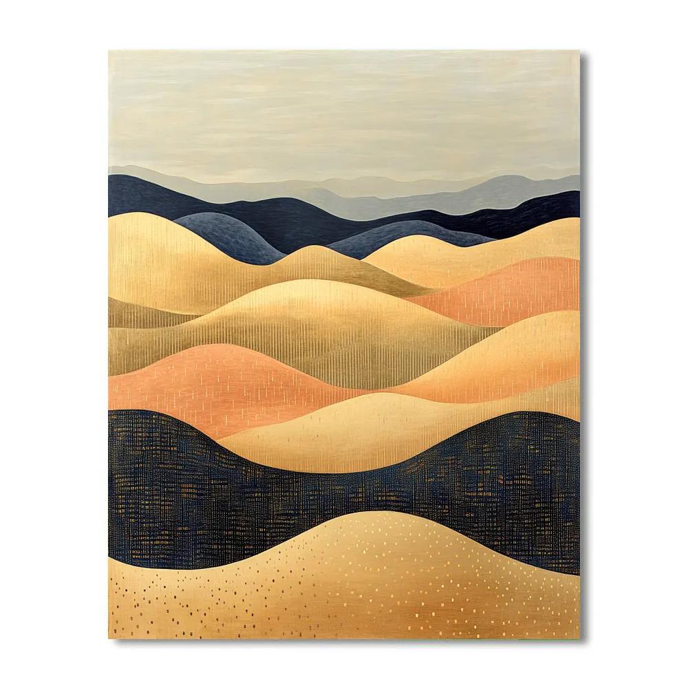 Gustav Klimt Inspired Mosaic Desert Dunes In Gold paint by number