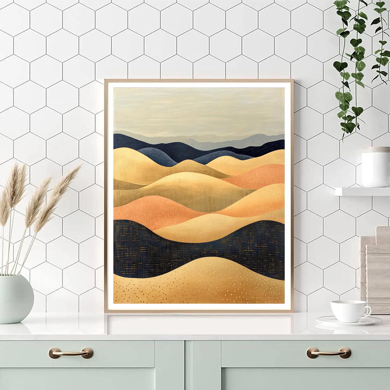 Gustav Klimt Inspired Mosaic Desert Dunes In Gold paint by number