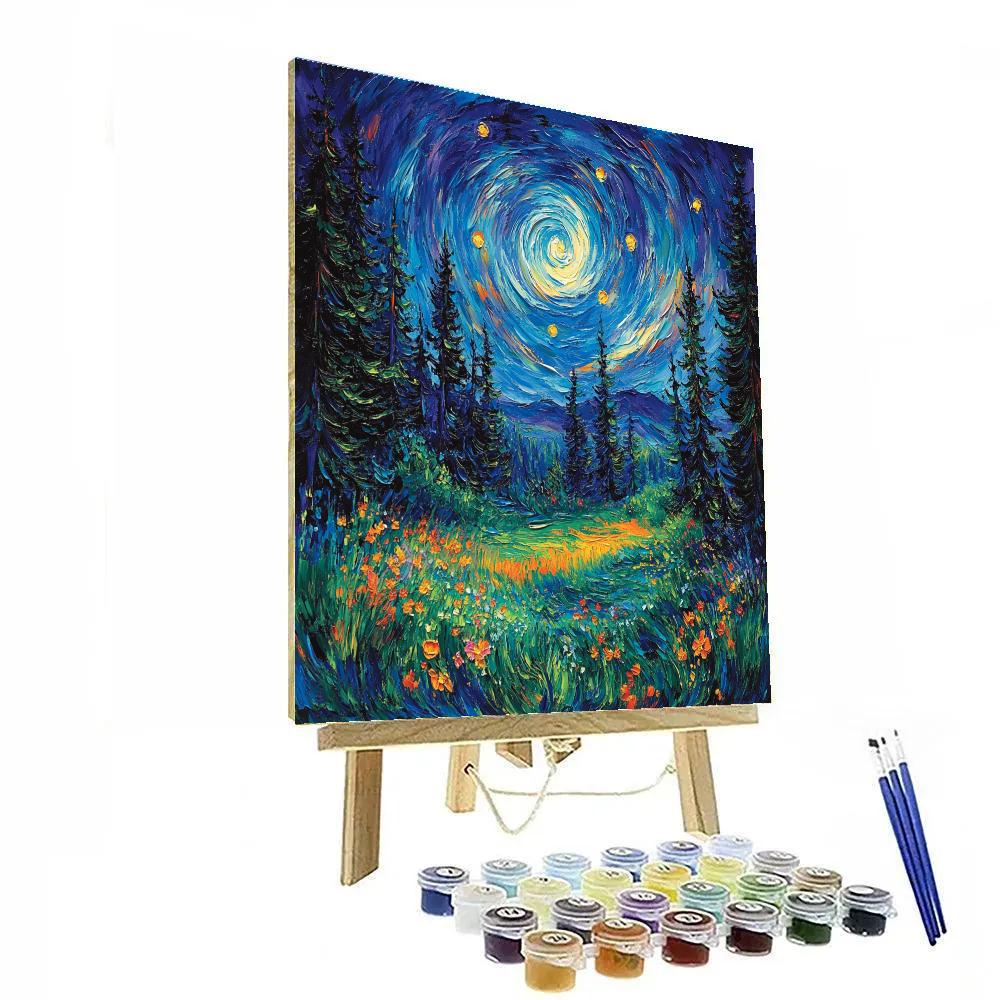 Van Gogh Inspired Starry Forest Clearing painting number kit