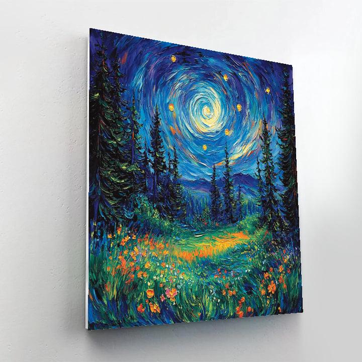 Van Gogh Inspired Starry Forest Clearing painting number kit
