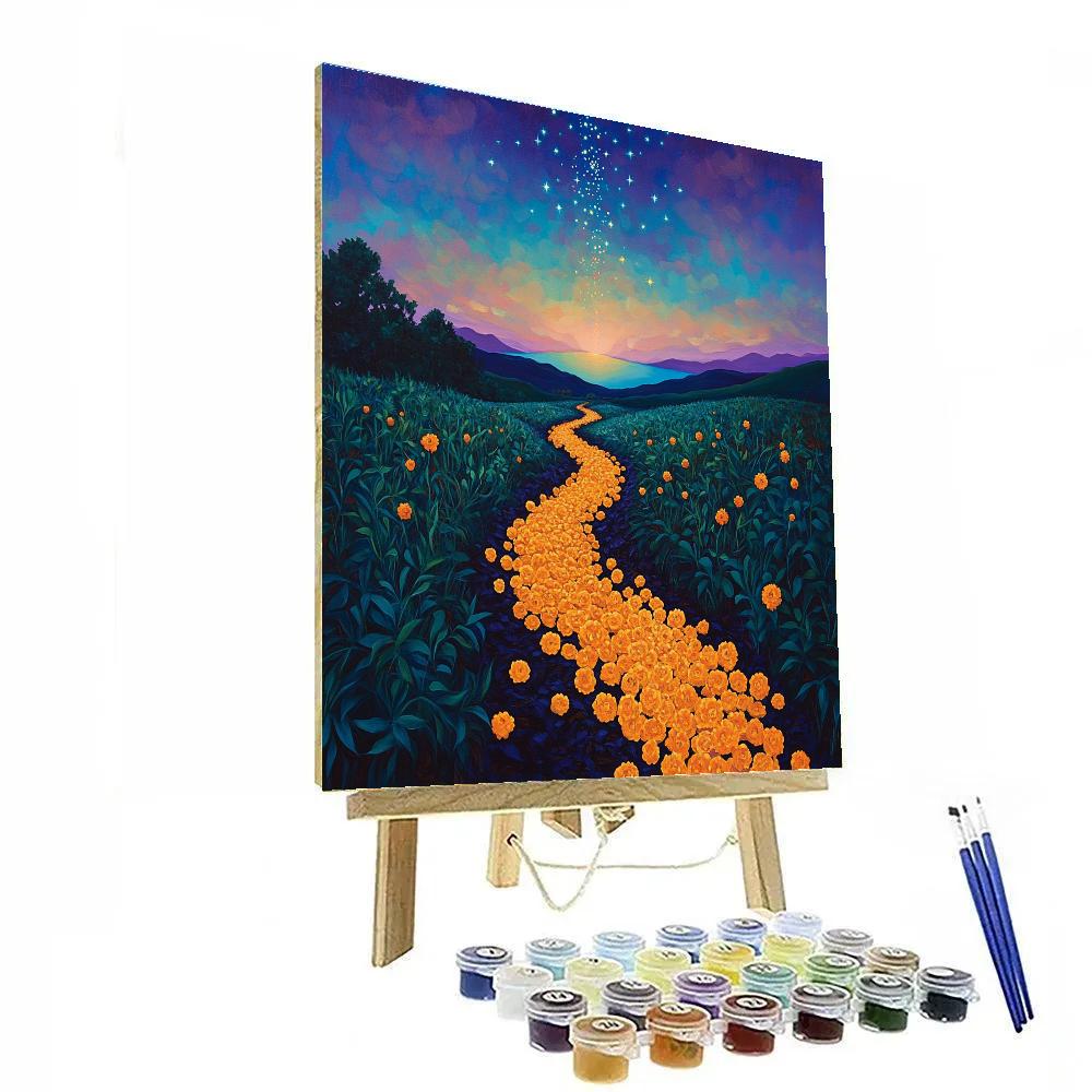 Frida Kahlo Inspired Marigold Path Between Worlds painting number kit