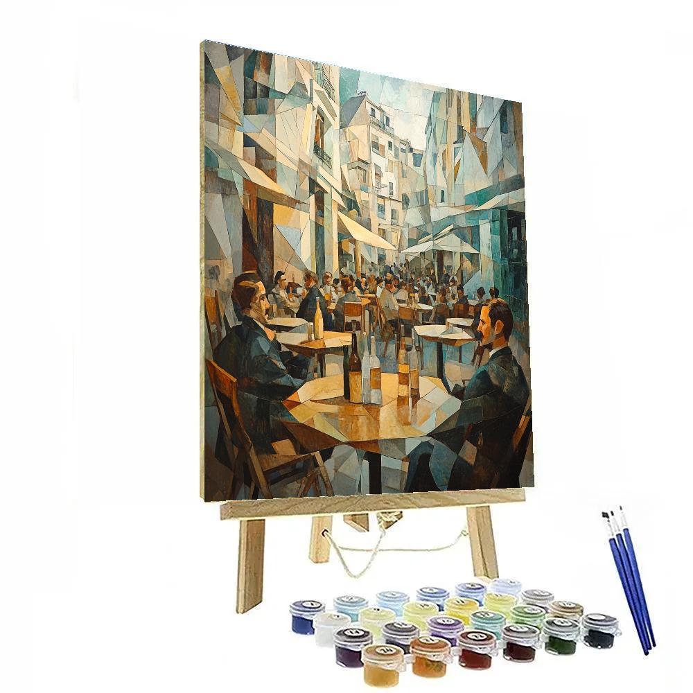 Picasso Inspired Cubist Cafe Terrace paint by color