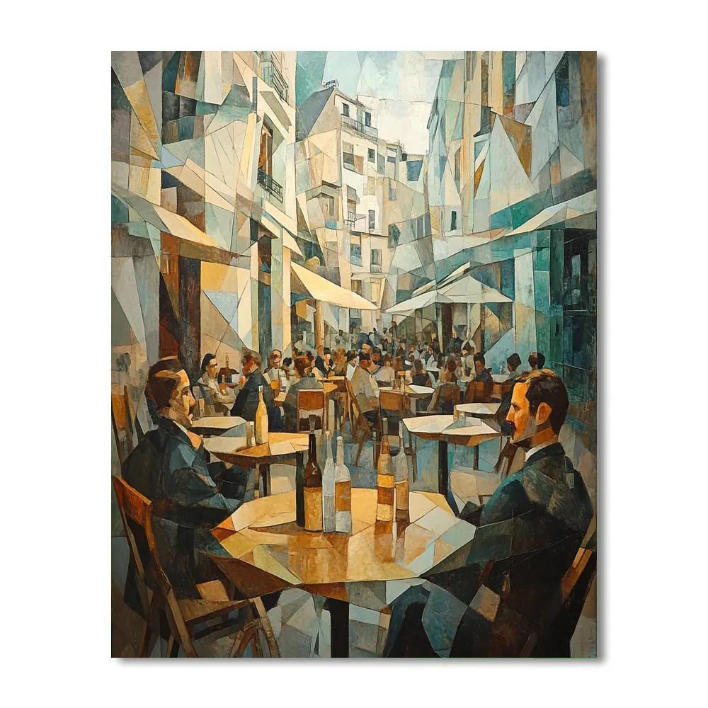 Picasso Inspired Cubist Cafe Terrace paint by color