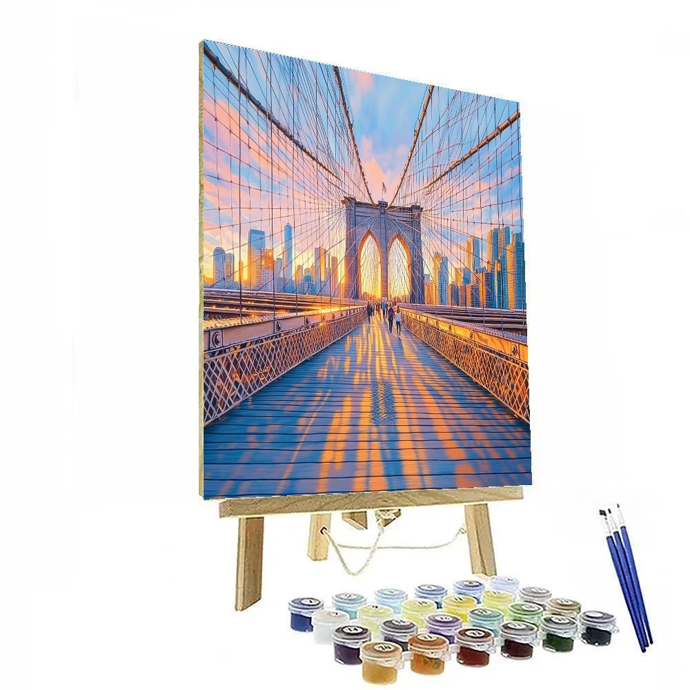 Brooklyn Bridge Promenade Looking To Manhattan New York United States Numbered painting kits