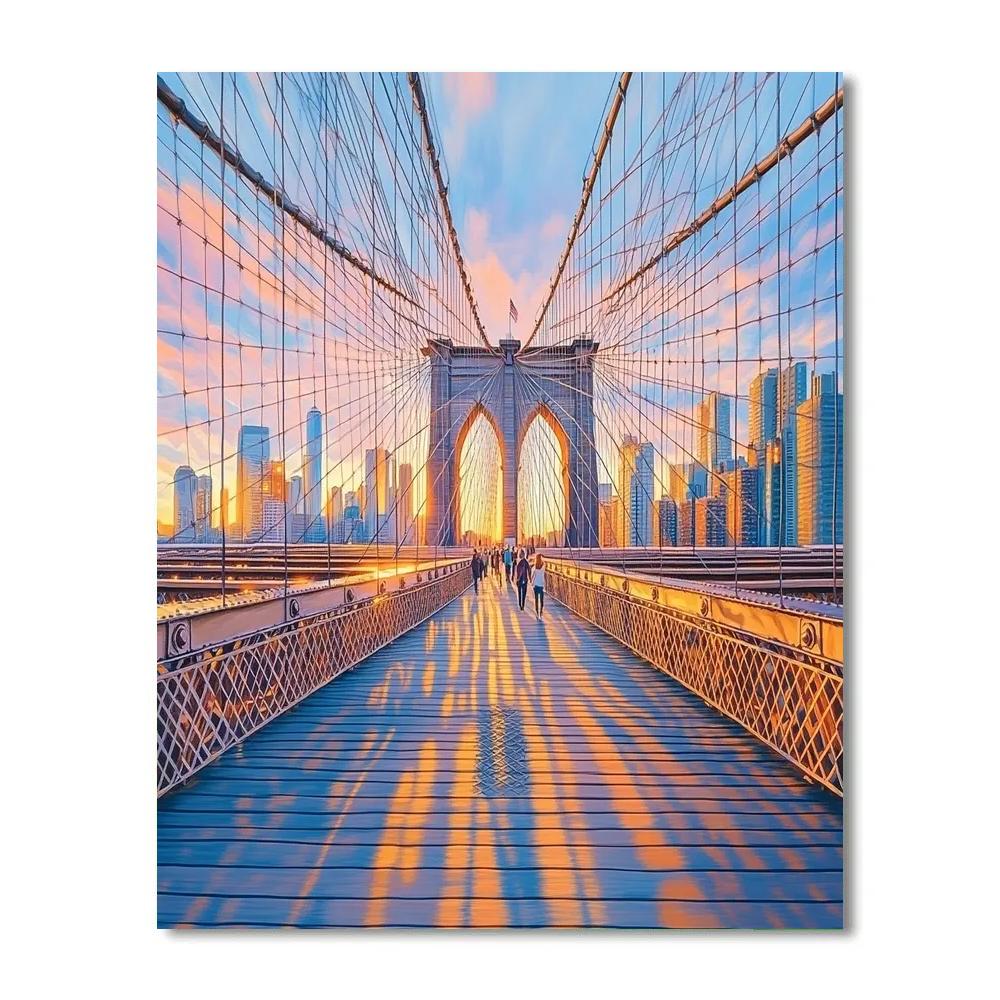 Brooklyn Bridge Promenade Looking To Manhattan New York United States Numbered painting kits