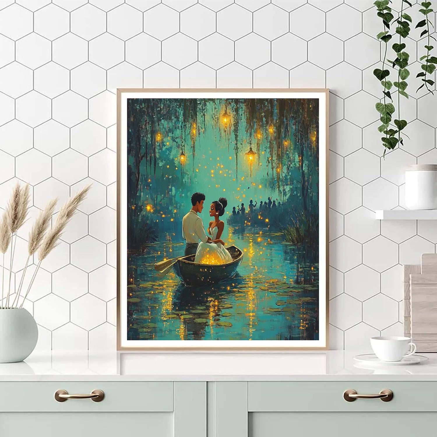 Prince Naveen And Tiana Bayou Evening Disney Inspired DIY paint by numbers