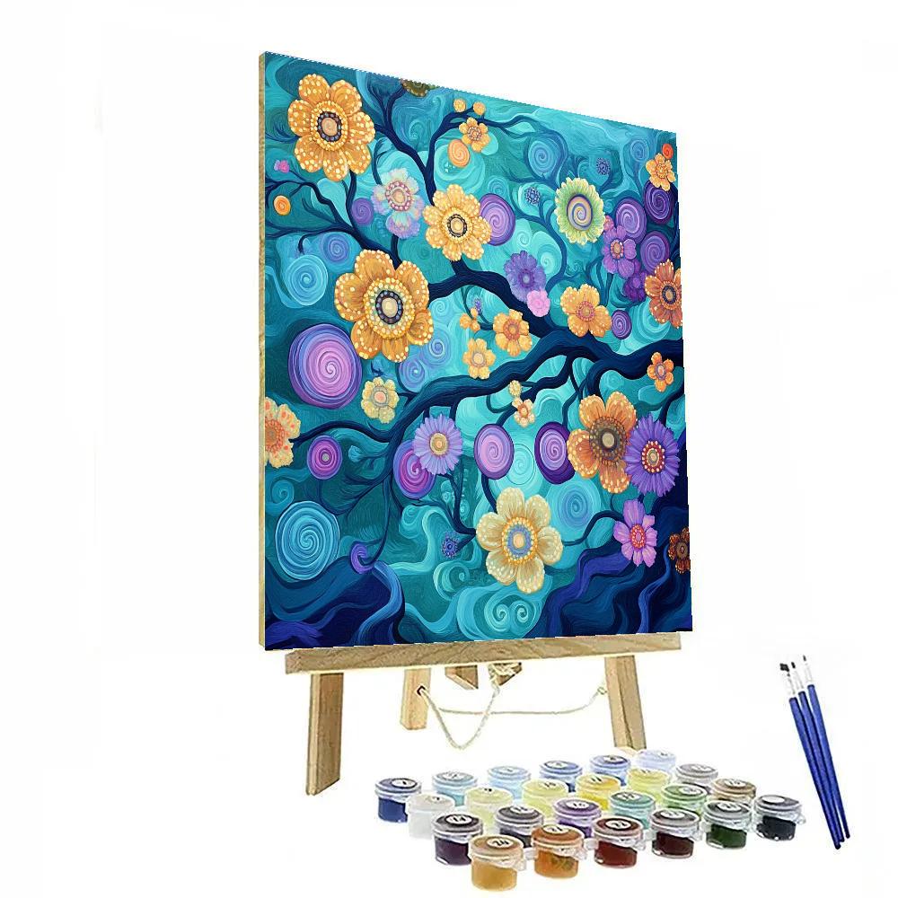 Gustav Klimt Inspired Enchanted Coral Reef Pattern paint by color
