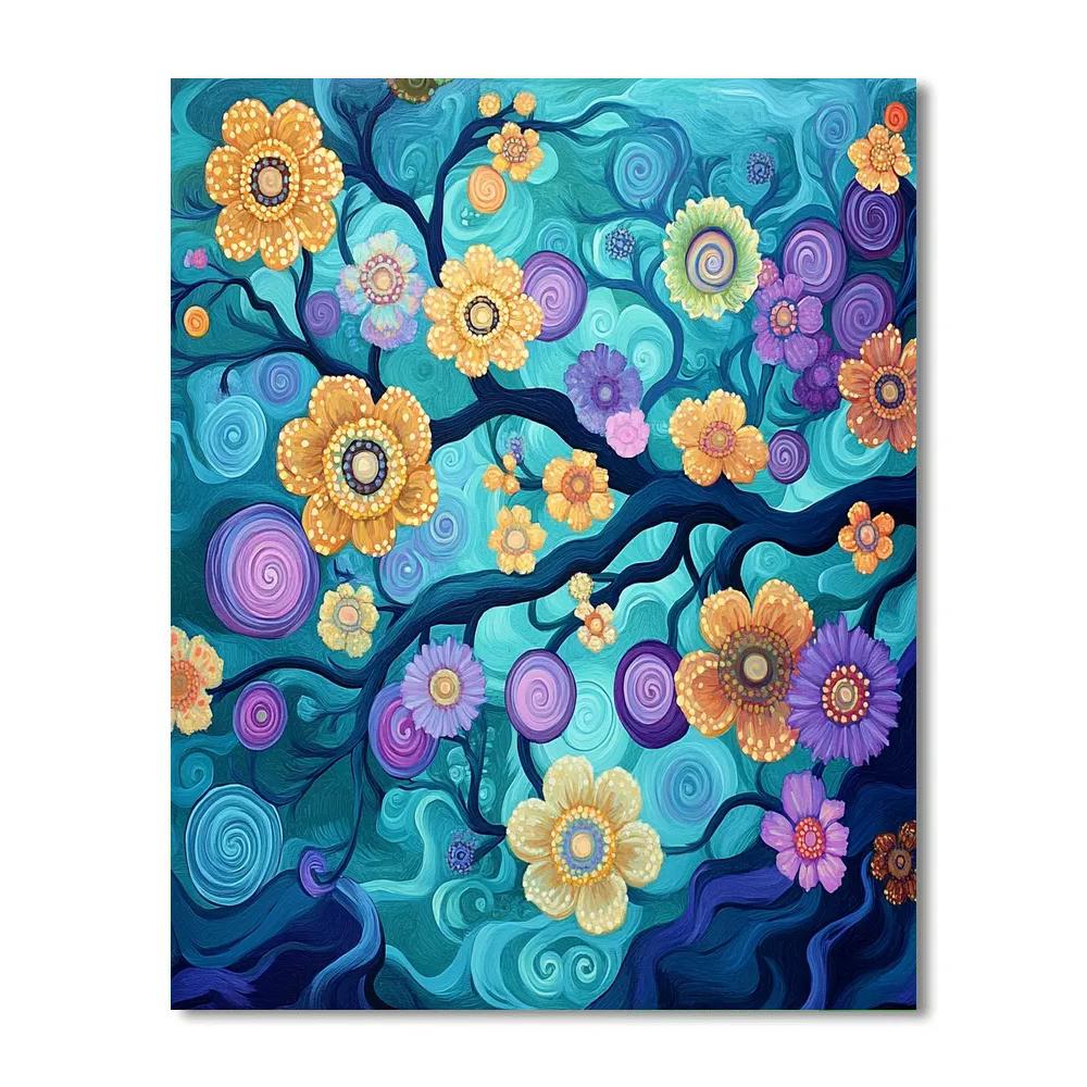 Gustav Klimt Inspired Enchanted Coral Reef Pattern paint by color