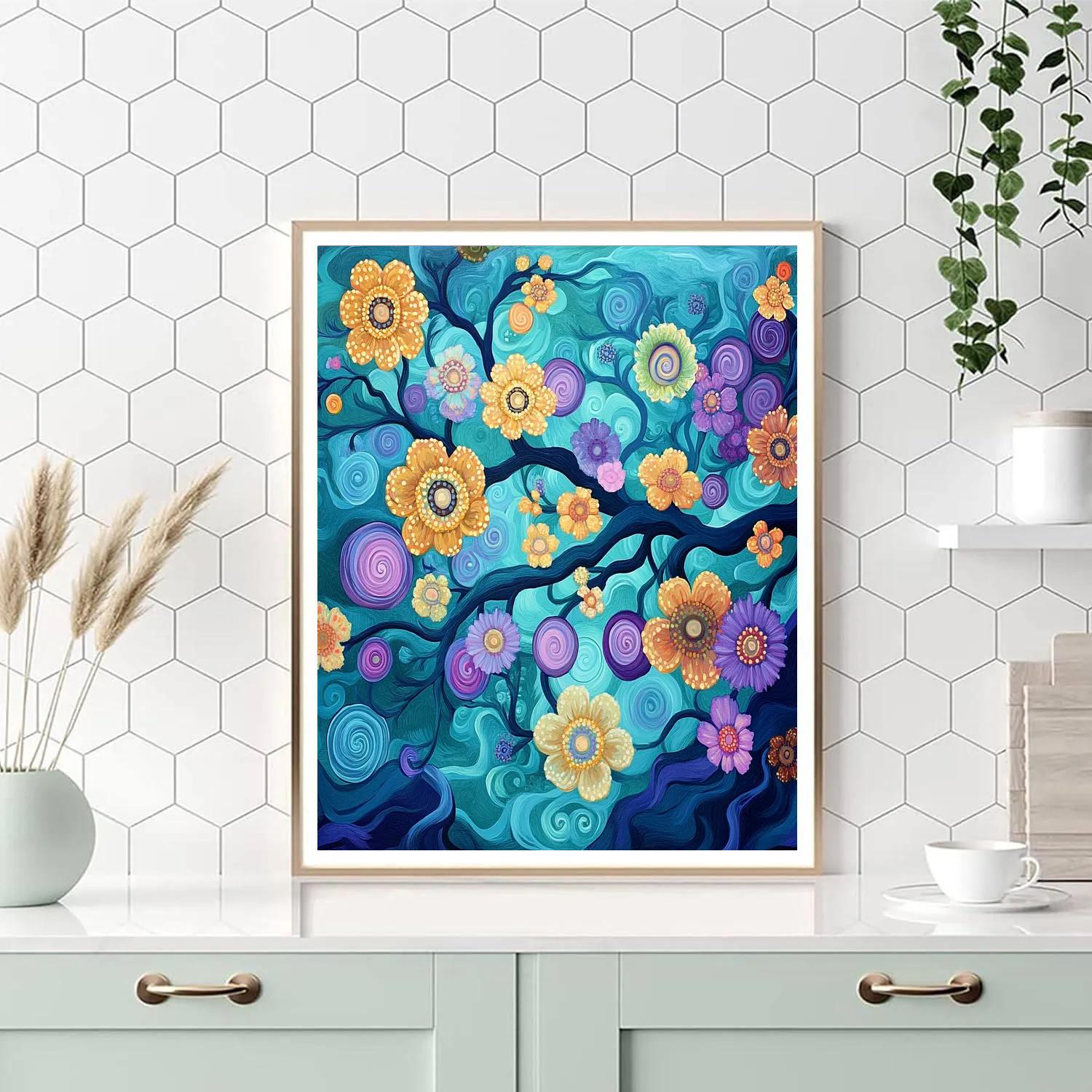 Gustav Klimt Inspired Enchanted Coral Reef Pattern paint by color