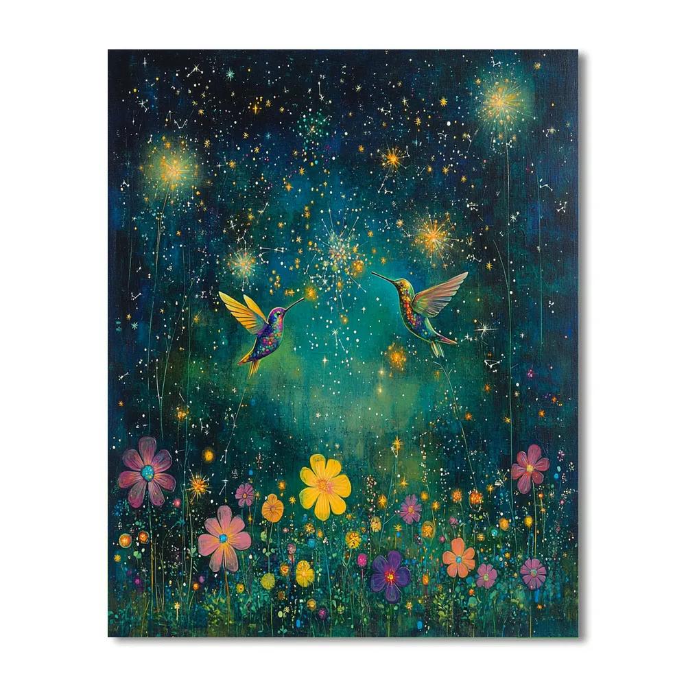 Frida Kahlo Inspired Hummingbird Constellation Garden painting number kit