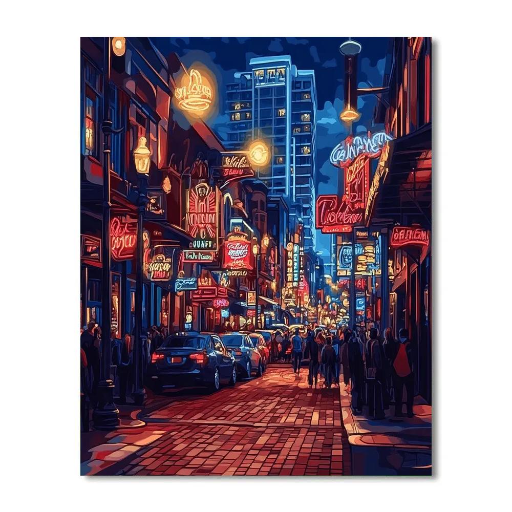 Gaslamp Quarter Night Lights San Diego United States paint by number