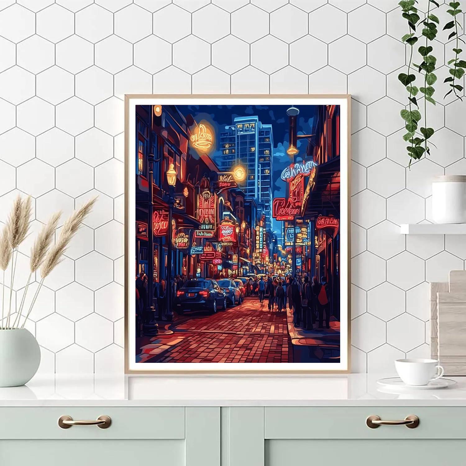 Gaslamp Quarter Night Lights San Diego United States paint by number