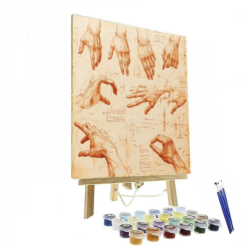 Leonardo Da Vinci Inspired Anatomical Study Of Hands Painting by numbers kit