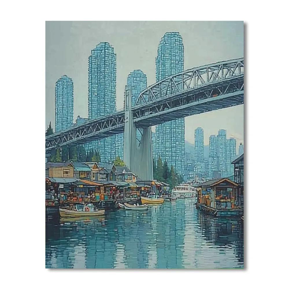 Downtown Waterfront From Granville Island Vancouver Canada paint by color
