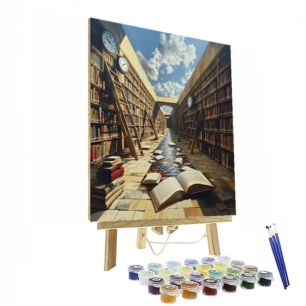 Salvador Dali Inspired Time Melt In The Library Numbered painting kits