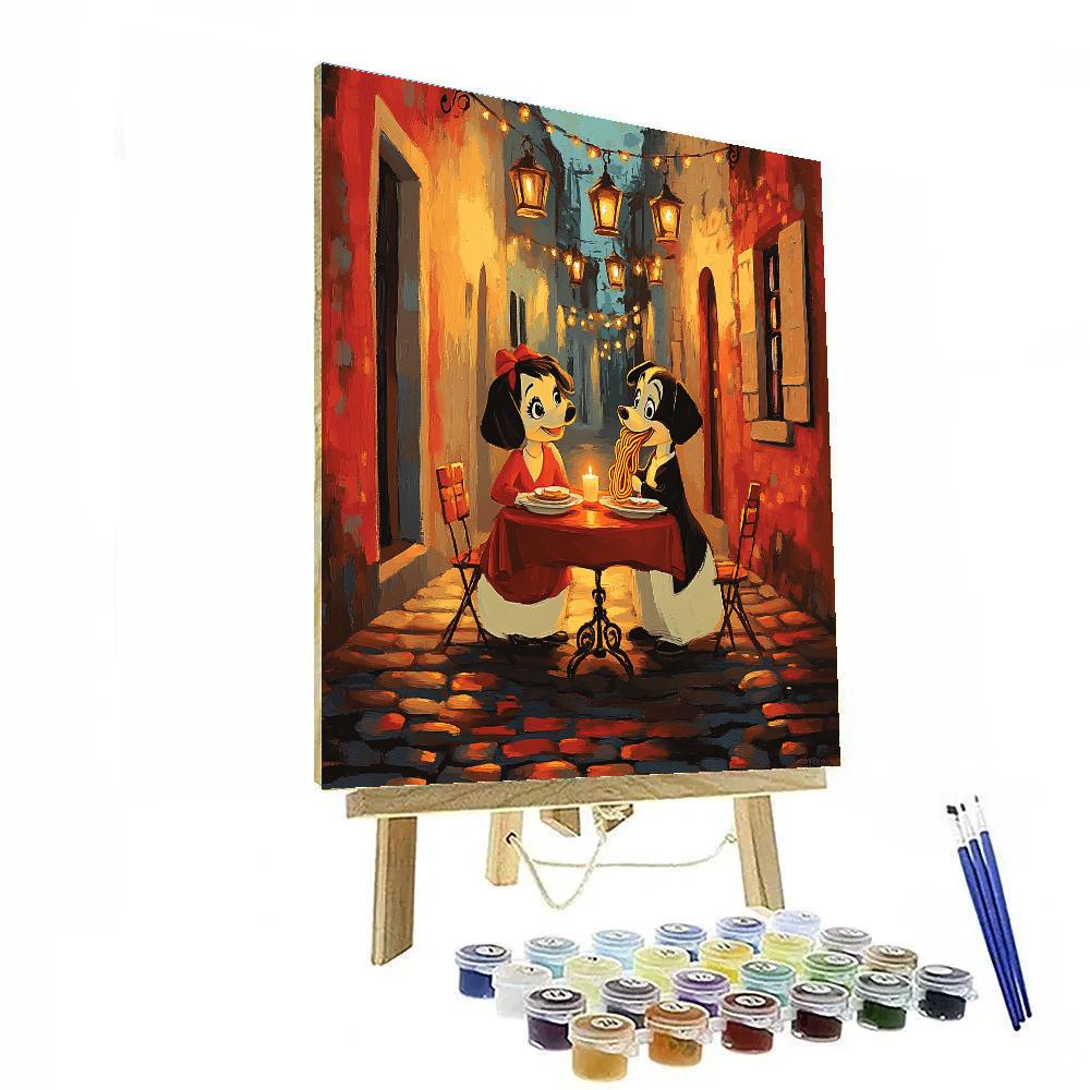 Lady And The Tramp Spaghetti Night Disney Inspired paint by numbers