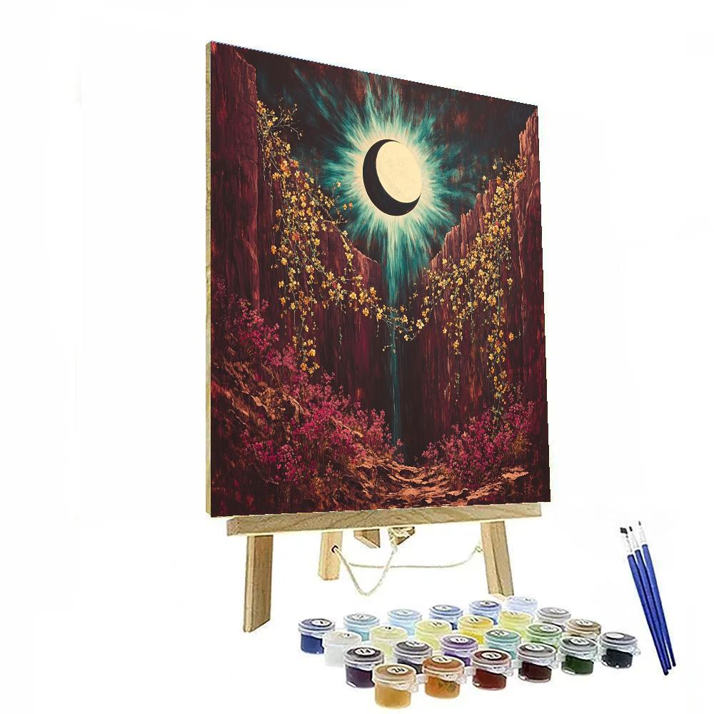 Frida Kahlo Inspired Eclipse Over Flowered Canyon Paint by numbers art