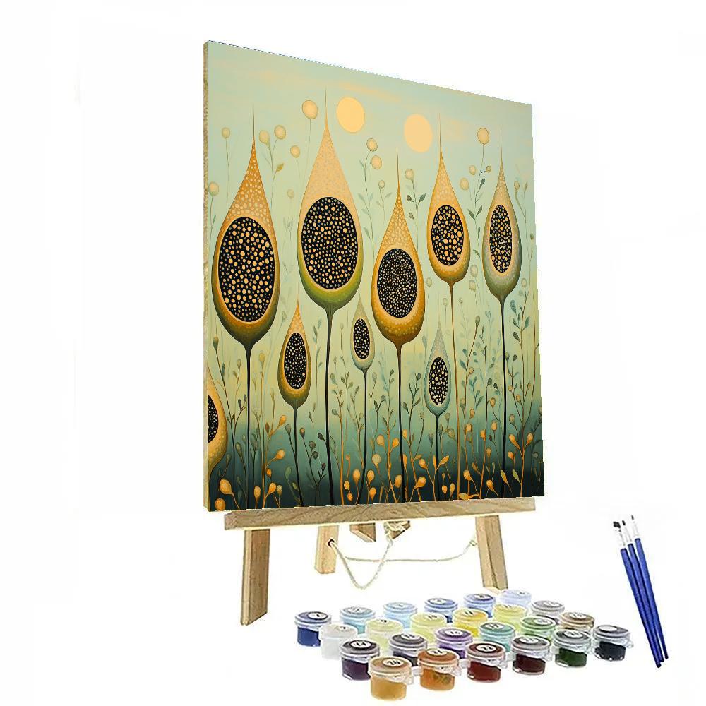 Gustav Klimt Inspired Celestial Seed Field Paint by numbers art
