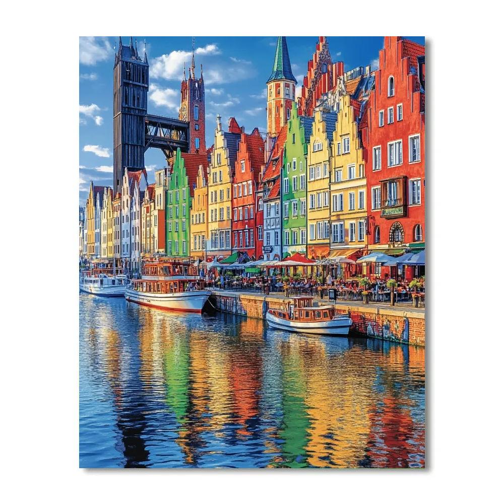 Old Town Harborfront Of Gdansk Poland paint by color