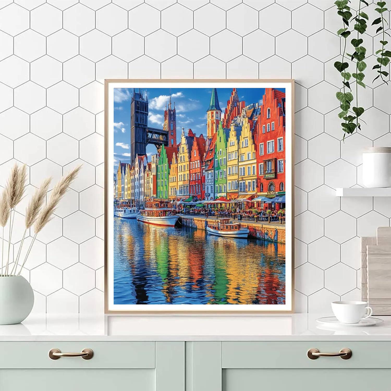 Old Town Harborfront Of Gdansk Poland paint by color