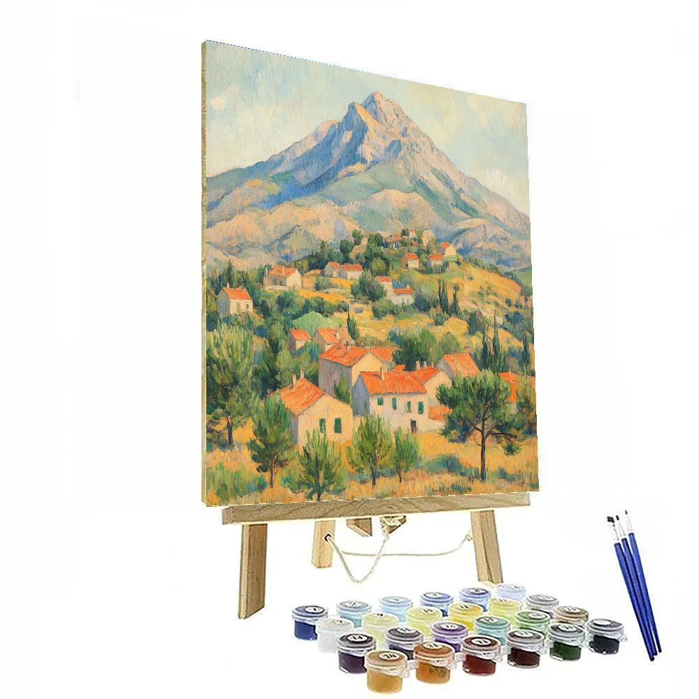 Cezanne Inspired Mountain Landscape With Red Roofs painting number kit