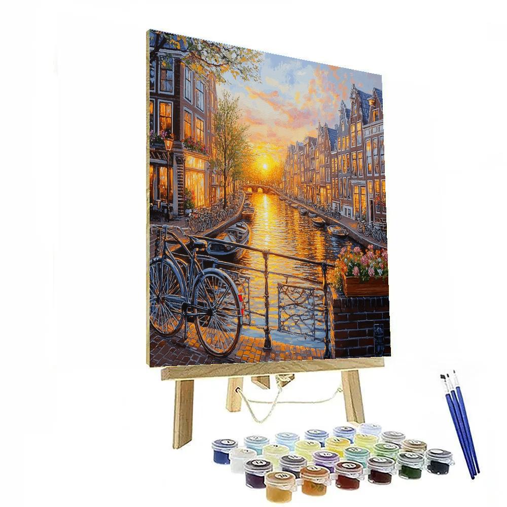 Canal Belt Sunset View Amsterdam Netherlands paint by numbers