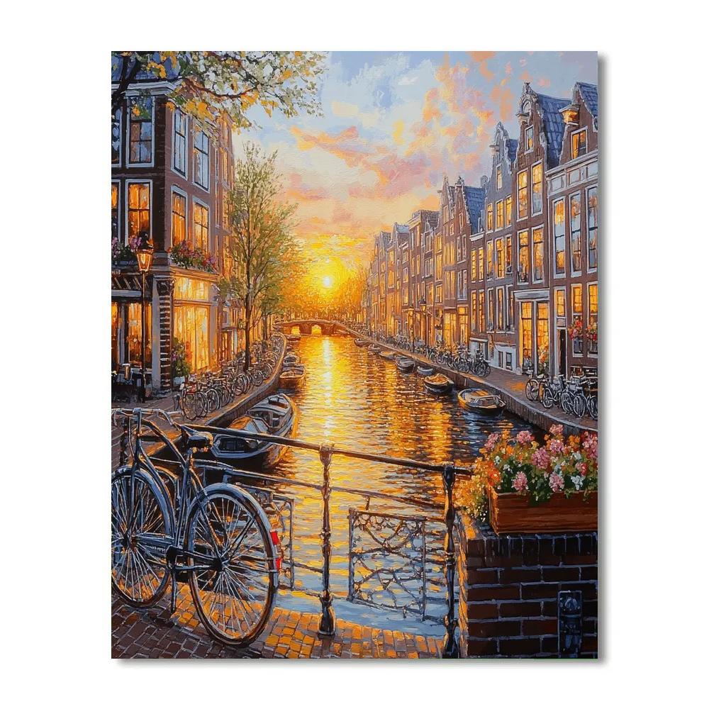 Canal Belt Sunset View Amsterdam Netherlands paint by numbers
