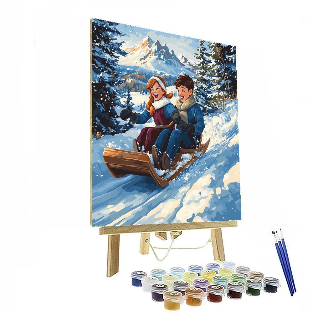 Anna And Kristoff Winter Sledge Disney Inspired Paint by numbers art