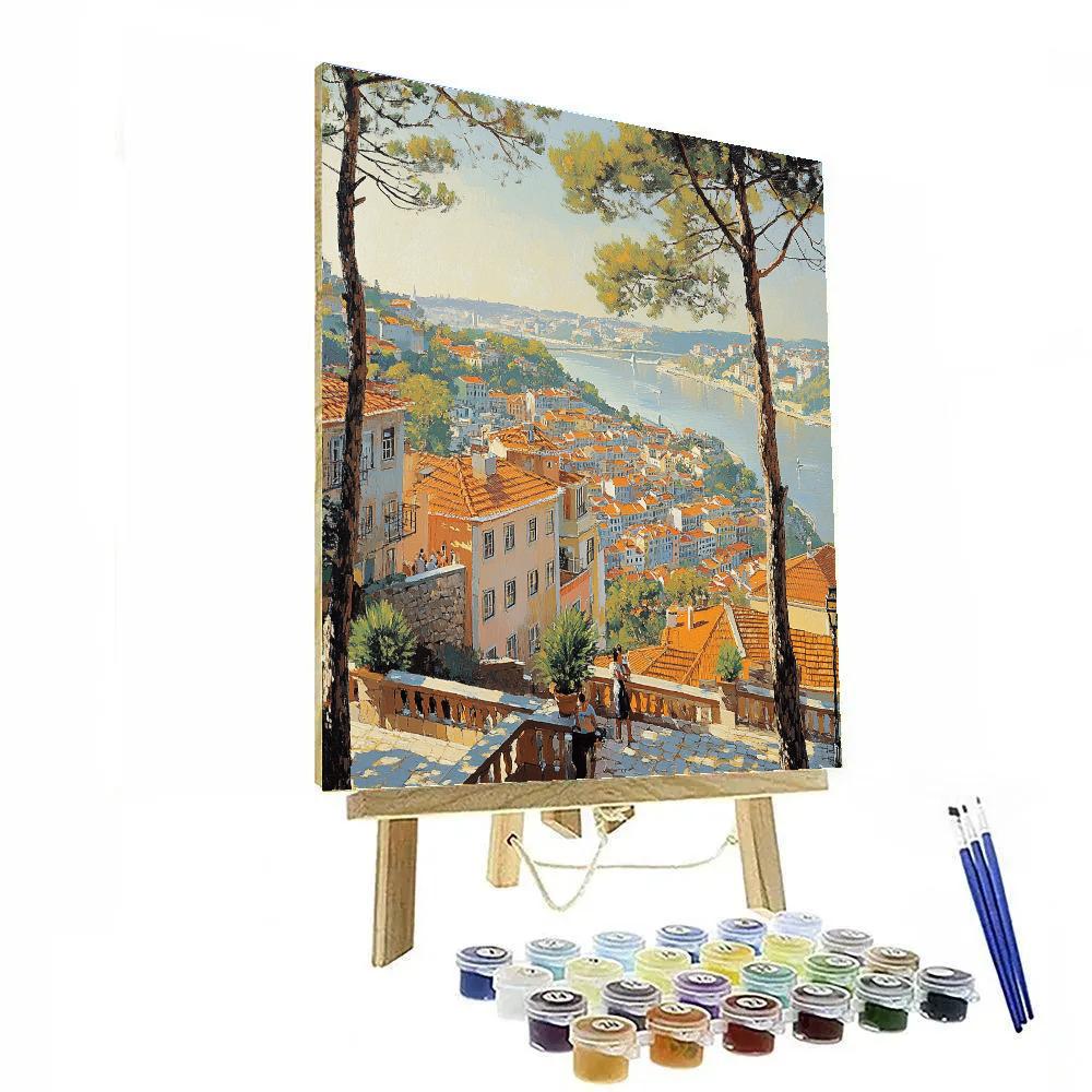 View Over Lisbon From Miradouro Da Senhora Do Monte Lisbon Portugal Numbered painting kits