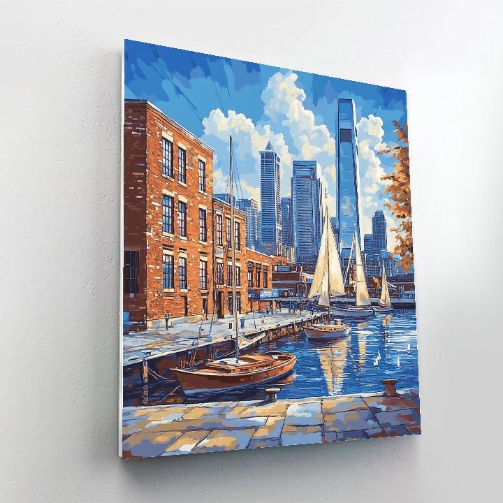 Modern Skyline Above Navy Yard Philadelphia United States Number painting
