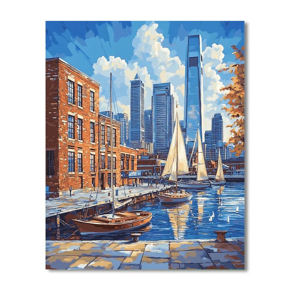 Modern Skyline Above Navy Yard Philadelphia United States Number painting