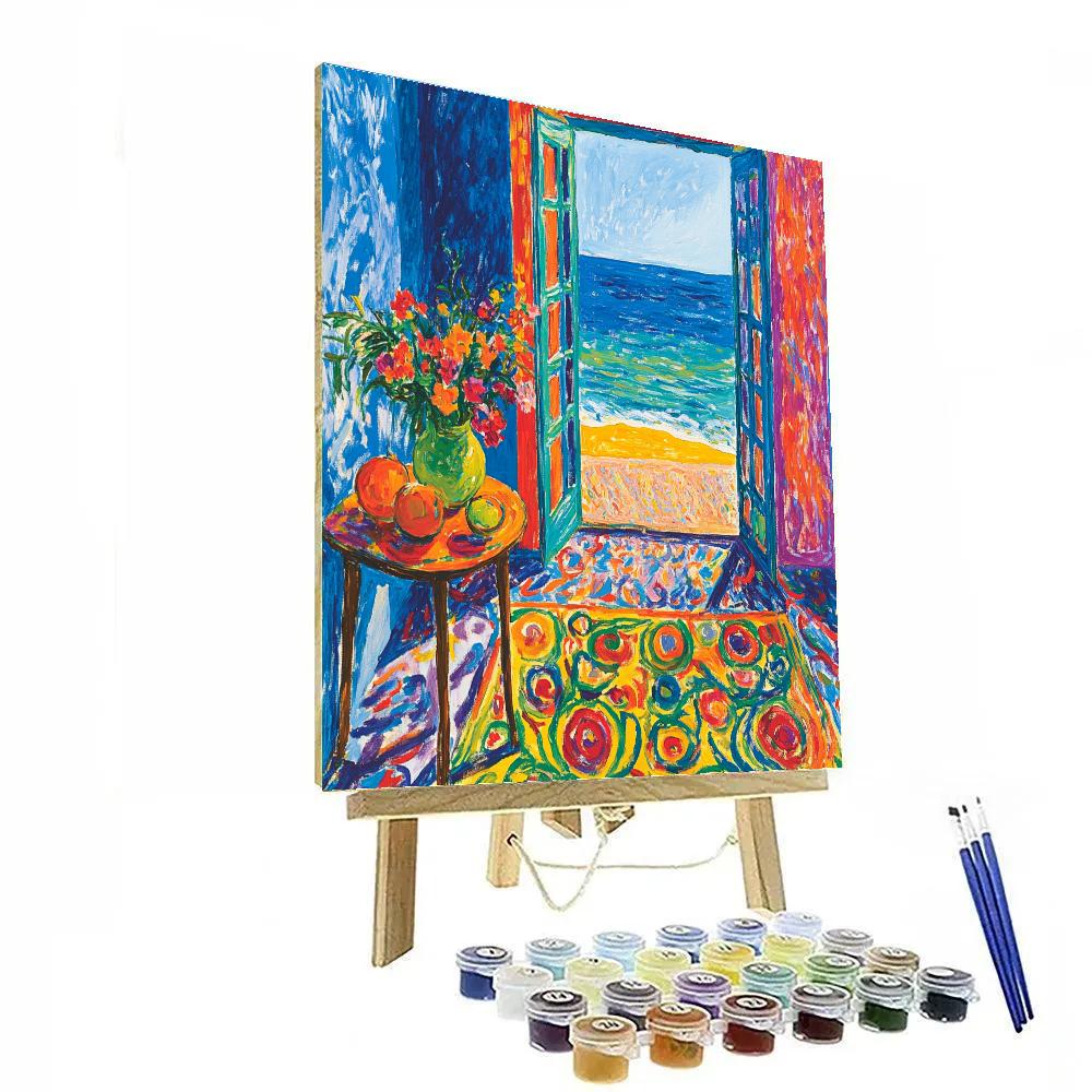Matisse Inspired Colorful Interior With Open Window paint by color