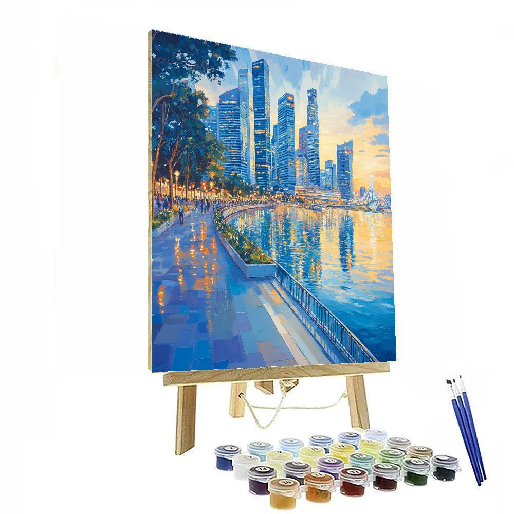 Singapore Skyline From Merlion Park Singapore Number painting