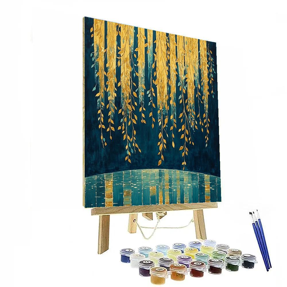 Gustav Klimt Inspired Golden Willow Reflections Paint by numbers kits