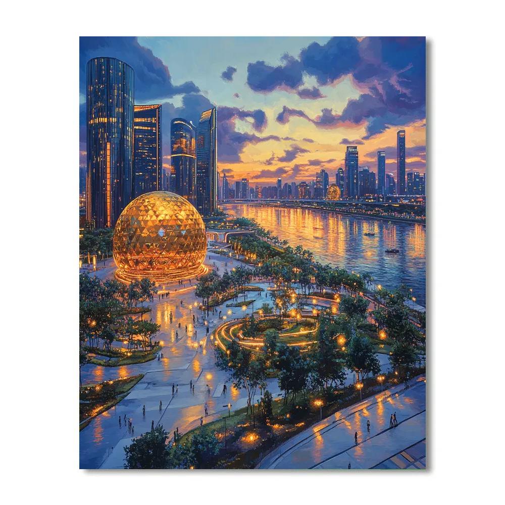 Qianjiang New Town Skyline Hangzhou China paint by number